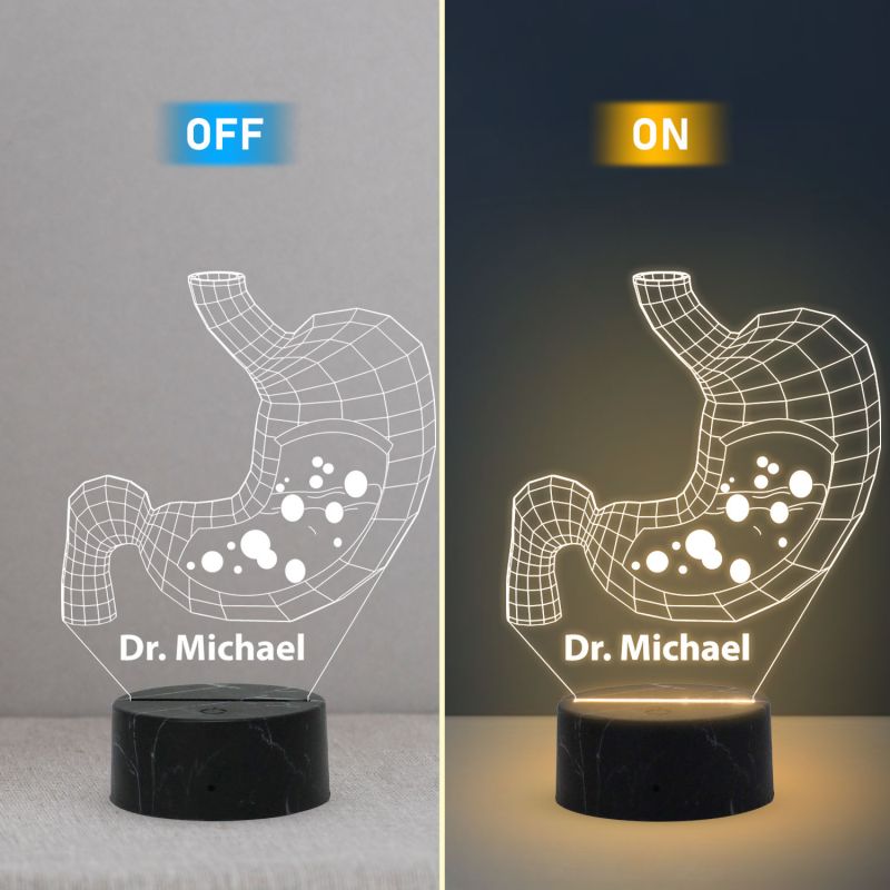 Personalized Led Night Lamp 3D Illusion Stomach Lamp Customized with Name Gastroenterologists Doctor Gifts